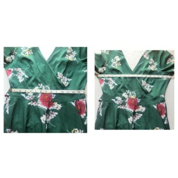 Influence Dress Floral Size10 Green High Low Flowy Womens V Neckline Asymmetric - Picture 7 of 12